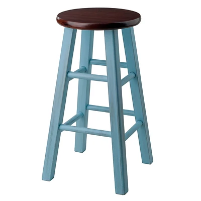 Ivy 24" Counter Stool Rustic Light Blue w/ Walnut Seat