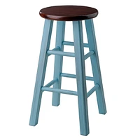 Ivy 24" Counter Stool Rustic Light Blue w/ Walnut Seat