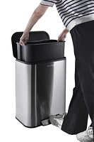 Poubelle en acier inoxydable de grande capacité de 50 L avec seau intérieur amovible The Step N' Sort