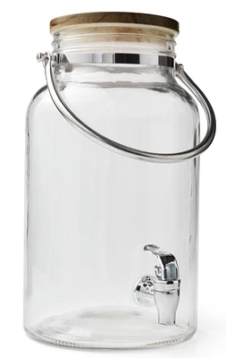 Accueil tendances distributeur de boissons en verre transparent de 1,5 gallon avec couvercle en bois Réservoirs d’eau en verre