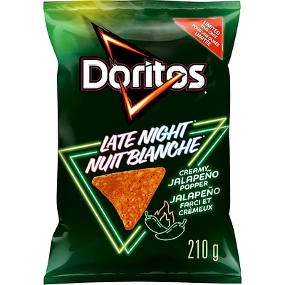 Doritos Late Night Creamy Jalapeño Popper Flavoured Tortilla Chips, 210 g.