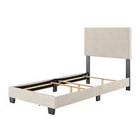 CorLiving Celeste Modern Upholstered Adult Twin Bed Frame with Headboard, Box Spring Required