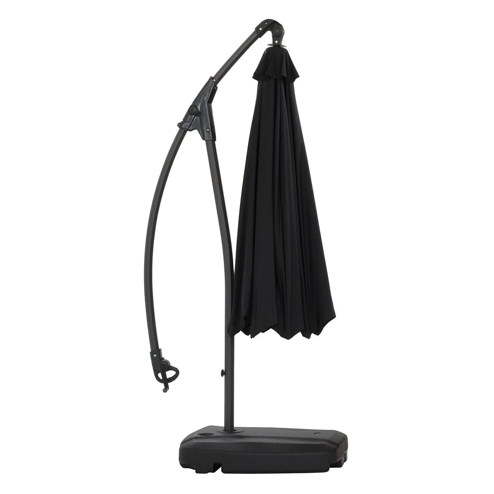 Parasol de terrasse en porte-à-faux CorLiving Endure de 9,5 pieds avec base à roulettes remplissable et cadre en aluminium et acier