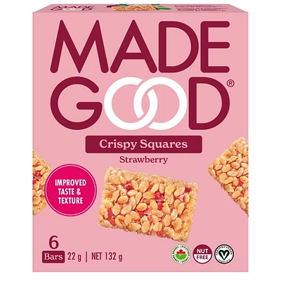 MadeGood Strawberry Crispy Squares 6pk, 6 x 22 g