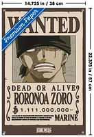 One Piece - Roronoa Zoro Wanted Poster Wall Poster with Push Pins, 14.725" x 22.375"