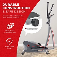 Sunny Health & Fitness Performance Compact Elliptical Machine with 8-Level Adjustable Resistance, Pulse Sensor & Exclusive SunnyFit App Enhanced Bluetooth Connectivity