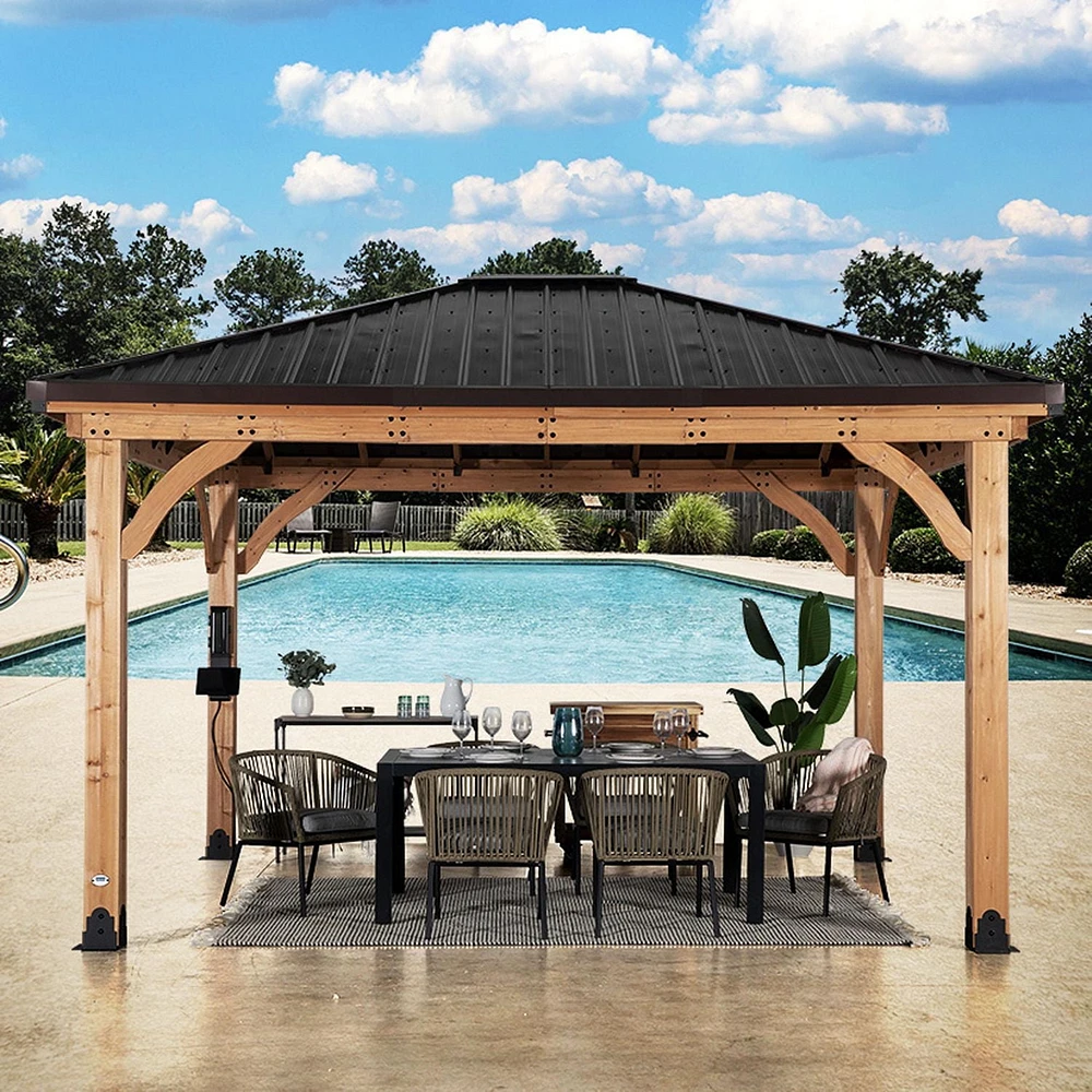 Backyard Discovery Gazebo en cèdre Barrington 14' x 12'