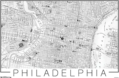 Philadelphia Map Wall Poster, 22.375" x 34"