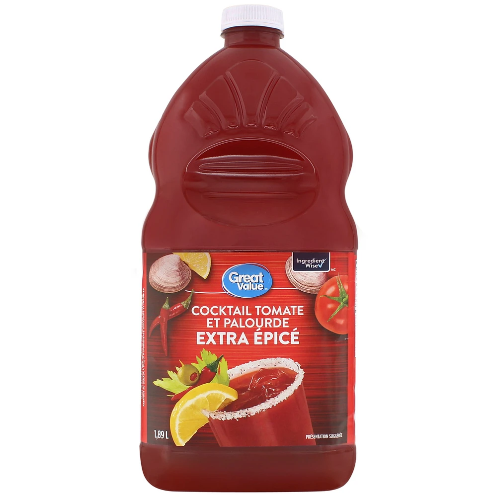 Great Value Extra Spicy Tomato Clam Cocktail, 1.89 L