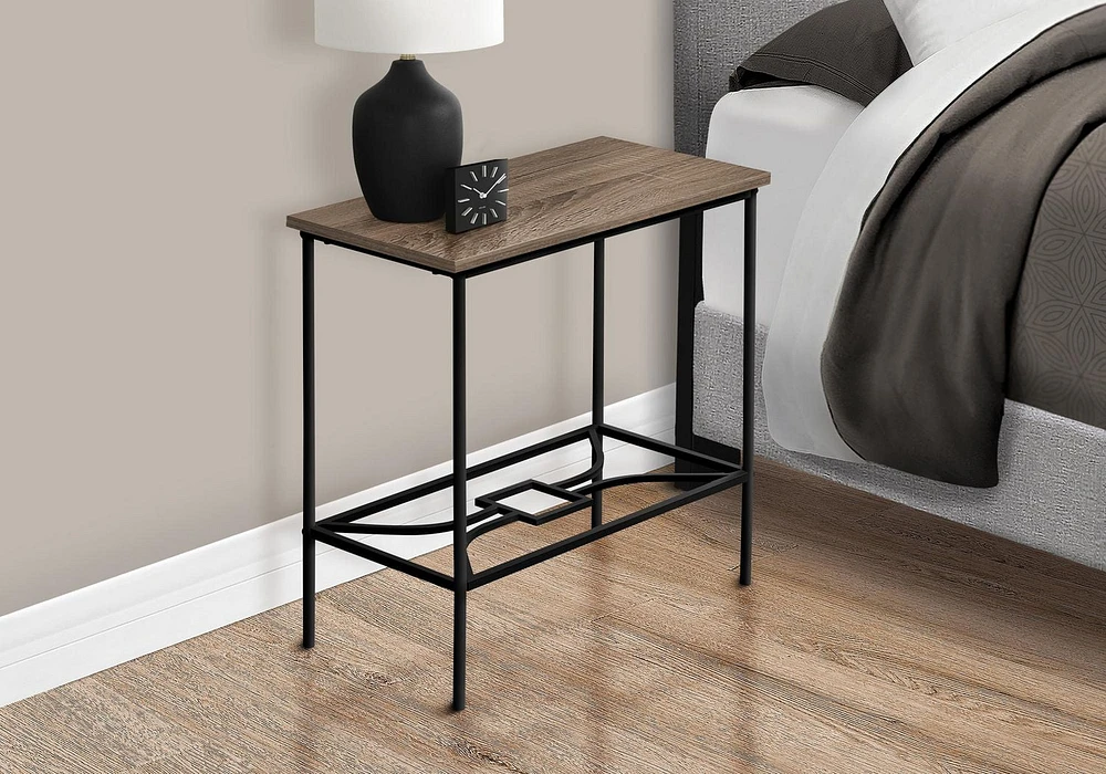 Monarch Specialties Table D'appoint, Côté, Bout, Étroit, Petit, 2 Niveaux, Salon, Chambre À Coucher, Métal, Stratifié, Brun, Noir, Contemporain, Moderne