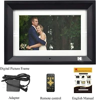 KODAK WiFi Digital Picture Frame, 10.1 Inch 1280 * 800 Resolution Touch Screen with 16GB Storage,Effortless to Set up,Share Video and Photos via E-Mail or App-Gift for Friends and Family(Grey Wood)