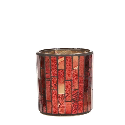 Petit bougeoir en mosaïque rouge