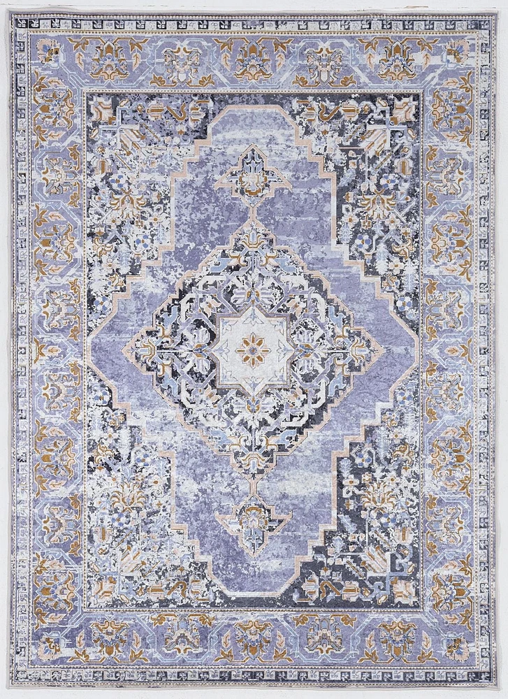 Tapis Emerald Canton bleu & ivoire de 6 pi 7 po x 9 pi 7 po