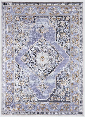 Tapis Emerald Canton bleu & ivoire de 6 pi 7 po x 9 pi 7 po