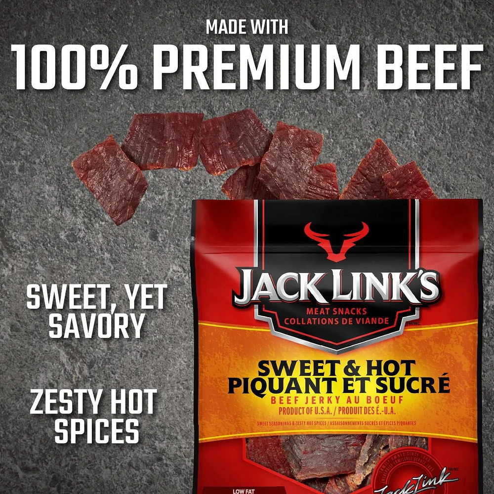 JACK LINK'S SWEET & HOT BEEF JERKY 80G, JL S&H BEEF JERKY 80G