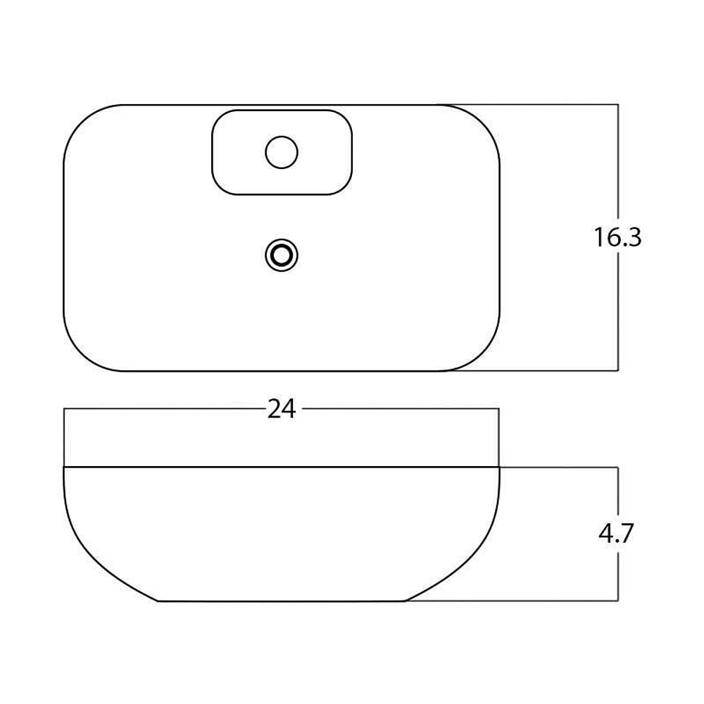 American Imaginations 24-in. W Above Counter White Bathroom Vessel Sink For 1 Hole Center Drilling AI-28669
