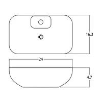 American Imaginations 24-in. W Above Counter White Bathroom Vessel Sink For 1 Hole Center Drilling AI-28669