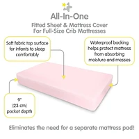 BreathableBaby All-in-One Fitted Sheet & Waterproof Cover, For 52" x 28"/132 x 71 cm Crib Mattress (2-Pack)