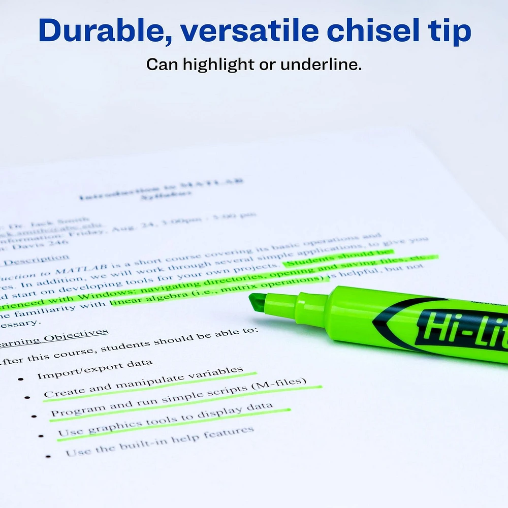 Avery® Desk Style HI-LITER® Fluorescent Green, Chisel Tip