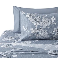 Literie toutes saisons Marina Decoration, ultra douce, soyeuse, avec fermeture éclair, en rayonne de bambou imprimée, avec taies d'oreiller, motif floral romantique délavé à l'encre