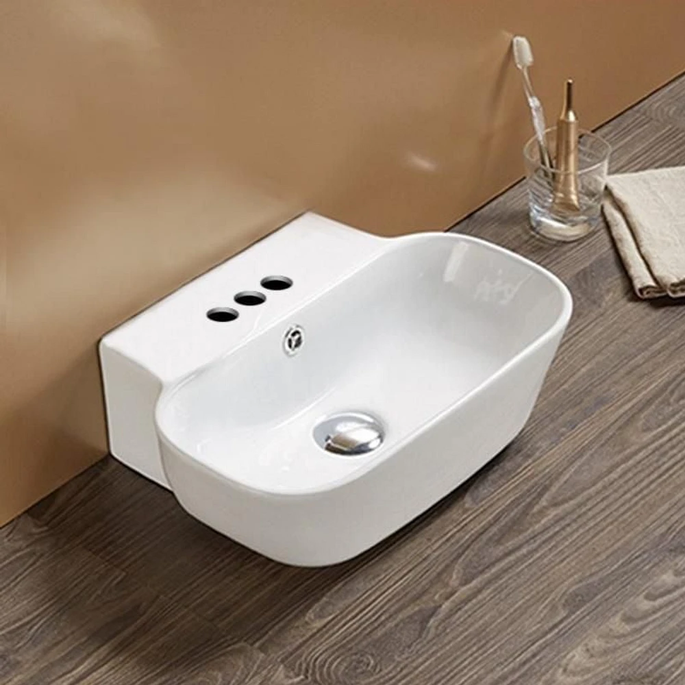 American Imaginations 16.34-in. W Wall Mount White Bathroom Vessel Sink For 3H4-in. Center Drilling AI-28521