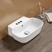 American Imaginations 16.34-in. W Wall Mount White Bathroom Vessel Sink For 3H4-in. Center Drilling AI-28521