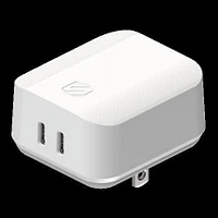 Scosche HPDCC65WT-SP PowerVolt 65W Dual USB-C Fast Wall Charger Power Delivery, HM CHRG PD 60W 2-PRT WT