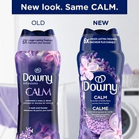 Perles rehausse-parfum pour lessive Downy Calme, perles parfumées pour la lessive, fraîcheur longue durée, parfum Lavande apaisante et gousse de vanille