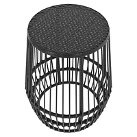 Table d’appoint en osier pour patio HOMETRENDS – Noir Antirouille, tous les temps