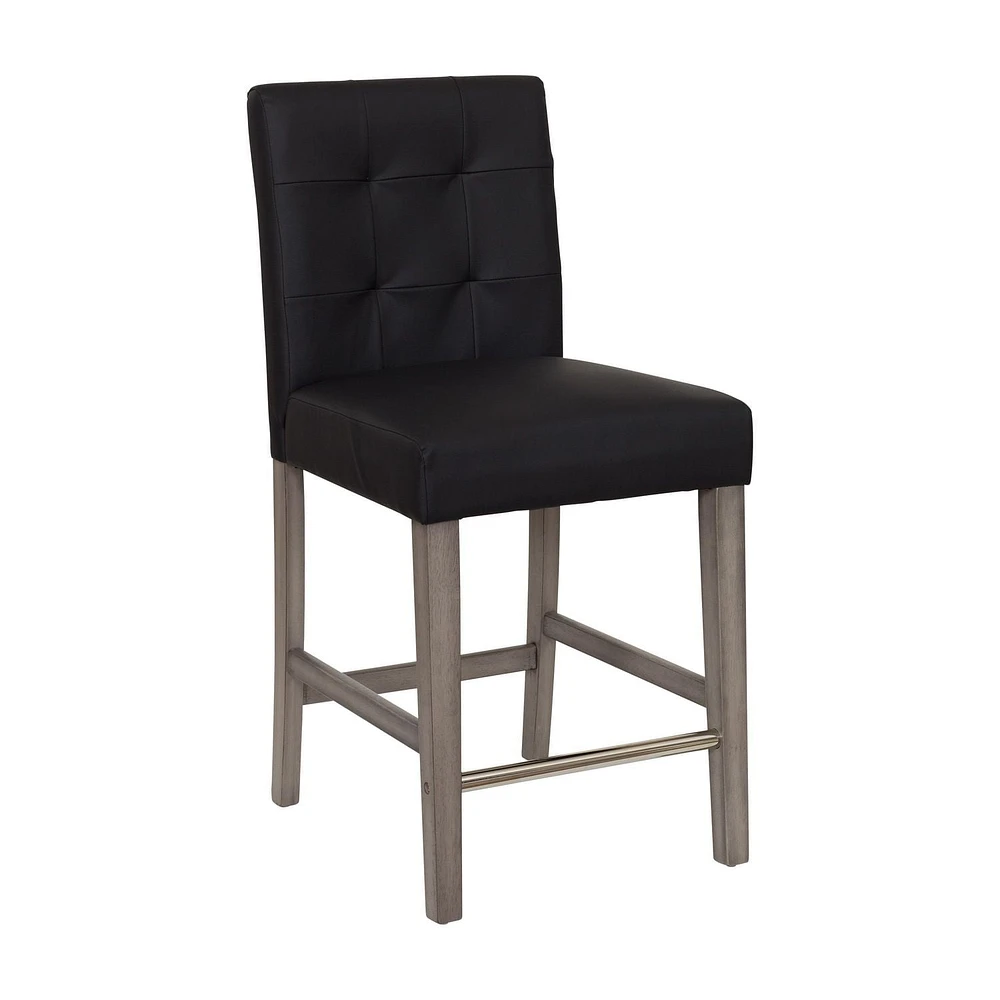 Tabouret de bar rembourré en similicuir CorLiving Leila avec dossier - Tabourets de bar rembourrés, chaises d'îlot de cuisine ou tabourets de bar parfaits, tabourets de comptoir durables pour la maiso