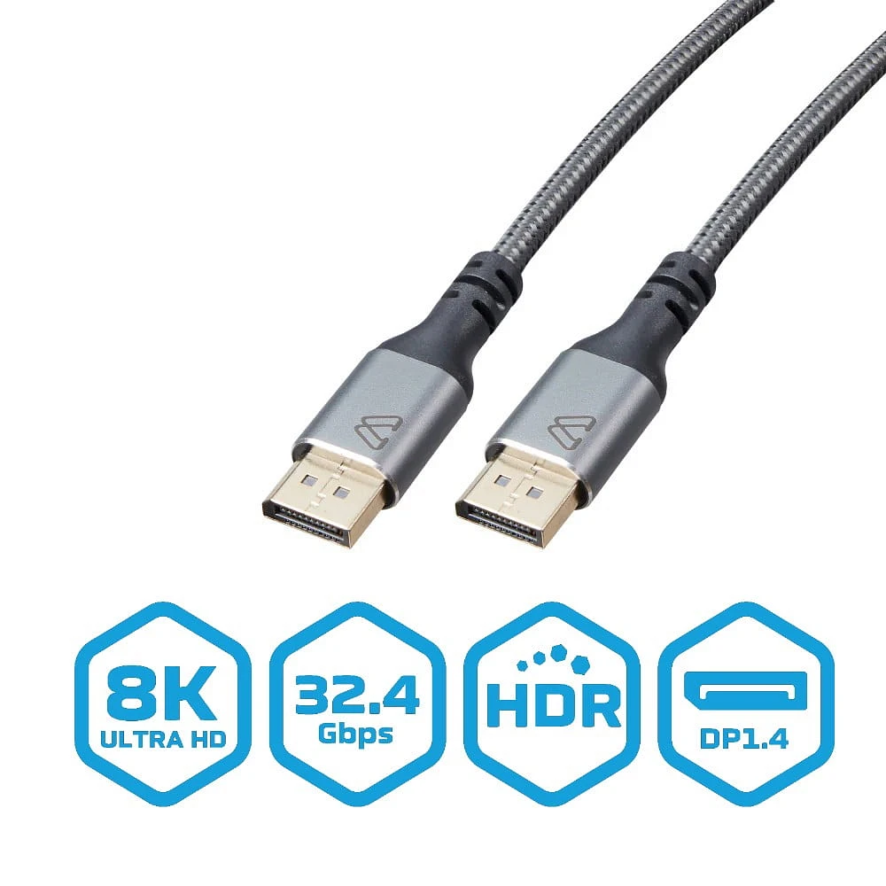 BlueDiamond câble PRO DisplayPort 8K - Ultra HD - 32.4Gbps - HDR Dynamique - DP 1.4 - 8K@60Hz, 4K@144Hz, 15pi
