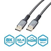 BlueDiamond câble PRO DisplayPort 8K - Ultra HD - 32.4Gbps - HDR Dynamique - DP 1.4 - 8K@60Hz, 4K@144Hz, 15pi