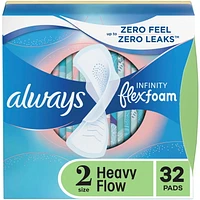 Serviettes féminines Always Infini pour femmes, serviettes avec ailes Flexfoam, taille2, degré d’absorption abondant, non parfumées, 32serviettes