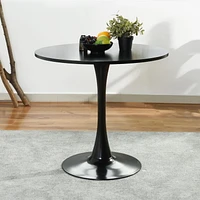 Homy Casa 31.5 Inch Dia Modern Round Dining Table - Sleek Bistro Table with Stable Base, White/ Black