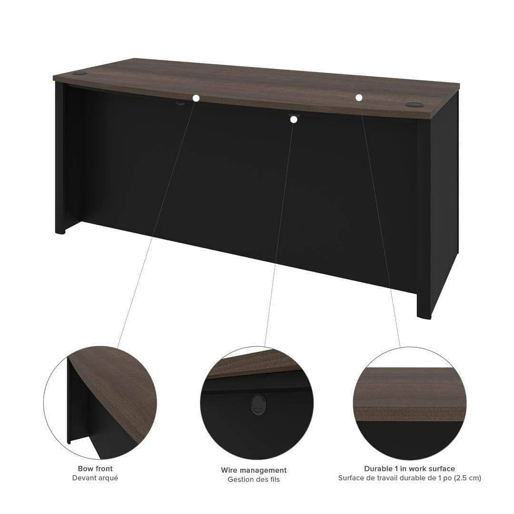 Bestar Connexion 71W Desk Shell in slate & sandstone