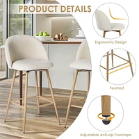 Homycasa Contemporary Set of 2 Counter Height Bar Stool Oak Finished Legs