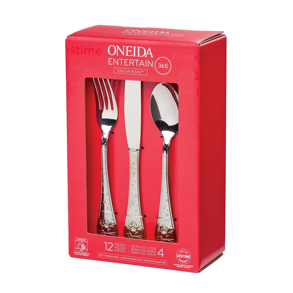 Ensemble de coutellerie de 12 pièces Bonhomme de neige ONEIDA