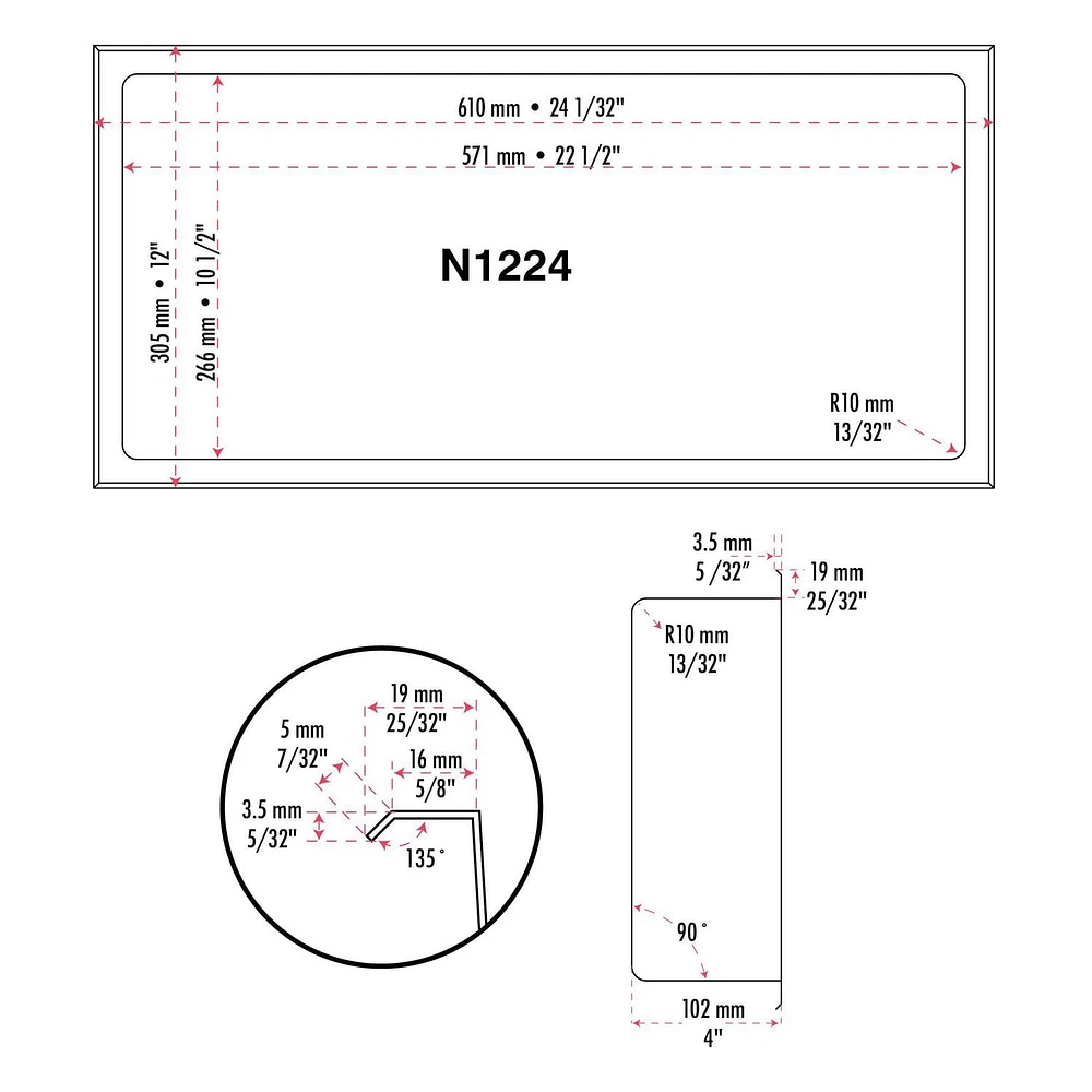 Niche de douche murale d'akuaplus® 12 po x 24 po, fait en acier inoxydable .