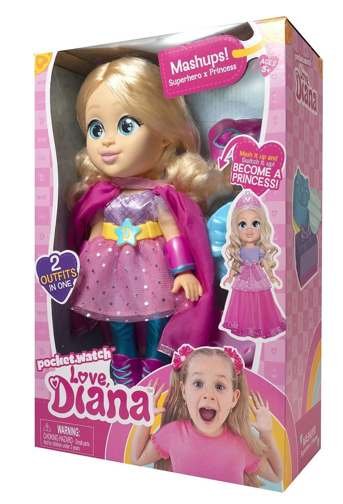 Love, Diana - Poupée Diana Robe de Princesse / Superhéro de 13"