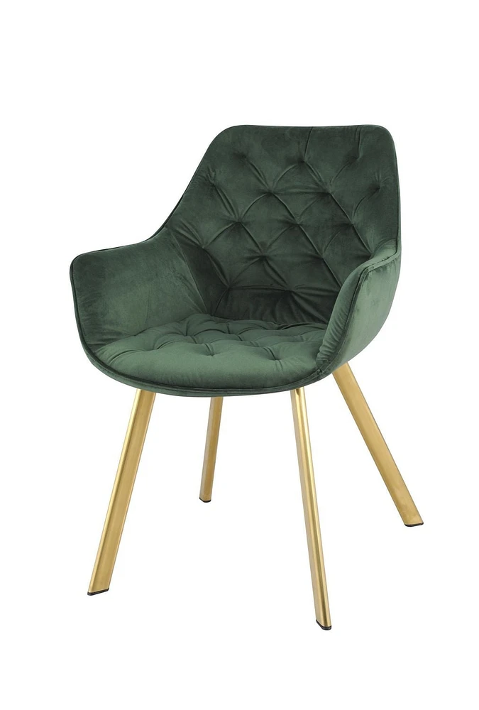 Topline Home Furnishings Chaise à accoudoirs de salle à manger en velours et or