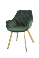 Topline Home Furnishings Chaise à accoudoirs de salle à manger en velours et or