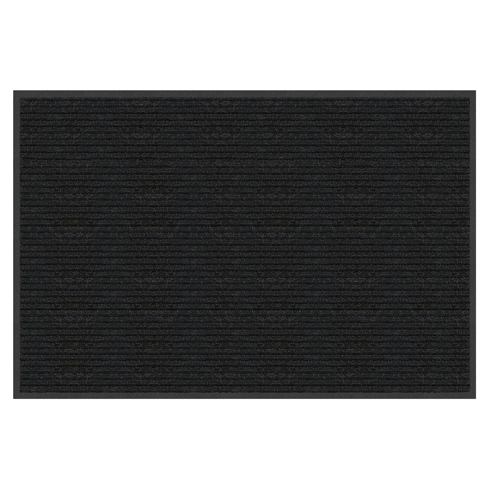 Paillasson de 4 pi x 6 pi Platinum Needlepunch Charcoal avec endos en vinyle 4pi x 6 pi intérieur/extérieur