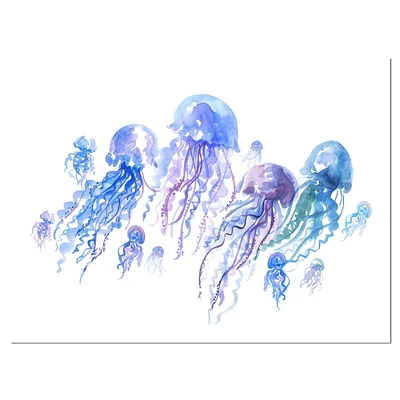Design Art Groupe De Méduses Bleu Violet Art Sur Toile