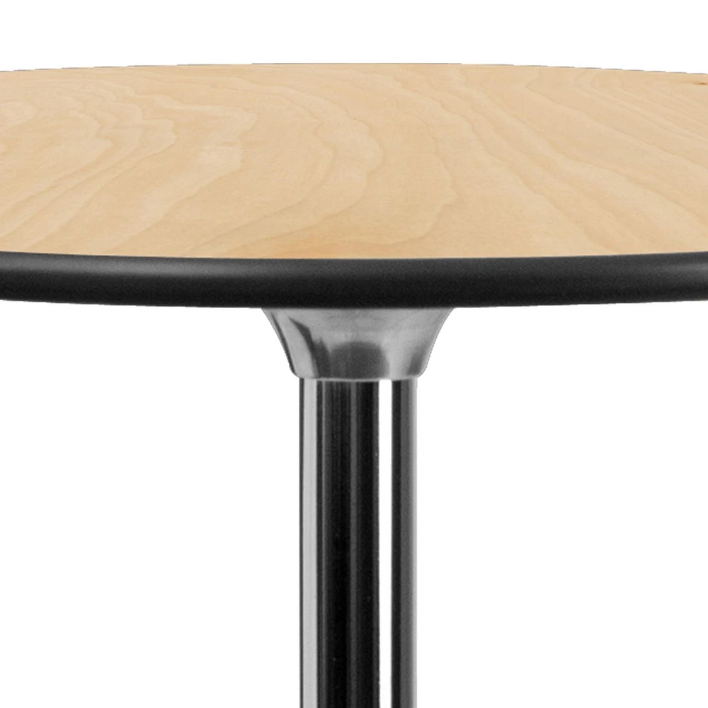 Table à cocktail ronde en bois de 24 pouces avec pieds centraux de 30 pouces et 42 pouces