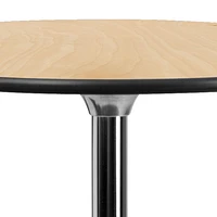 Table à cocktail ronde en bois de 24 pouces avec pieds centraux de 30 pouces et 42 pouces