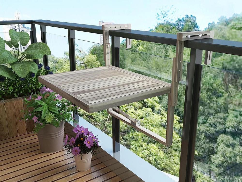 La table de balcon Stockholm  blanc auto-stockante de conception suédoise d'INTERBUILD, 24 pouces x 18 pouces