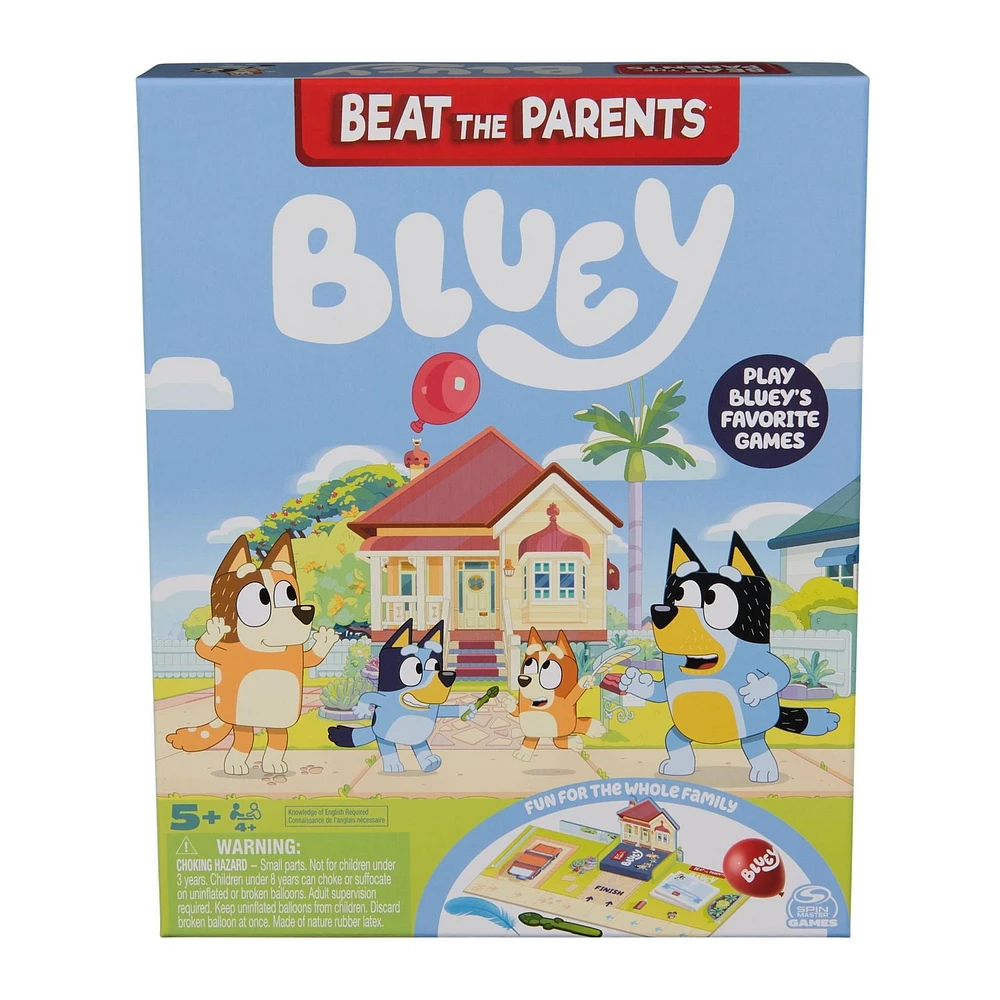 Spin Master Games, Bluey Beat the Parents, Head-to-Head Trivia & Challenge Bluey Family Games, Activity Game, Games for Family Game Night, For Ages 5+