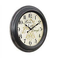 Horloge murale Live Love Laugh de Sterling & Noble en plastique