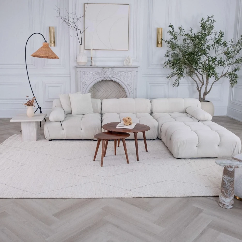 Tapis d'interieur abstrait Rug Branch Casa, beige creme, boheme - Salon, chambre, salle à manger et cuisine<br>