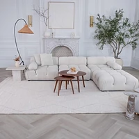 Tapis d'interieur abstrait Rug Branch Casa, beige creme, boheme - Salon, chambre, salle à manger et cuisine<br>